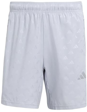 adidas Men's Workout Essentials BRANDLOVE Woven Short, Halo Silver, M 7 inch