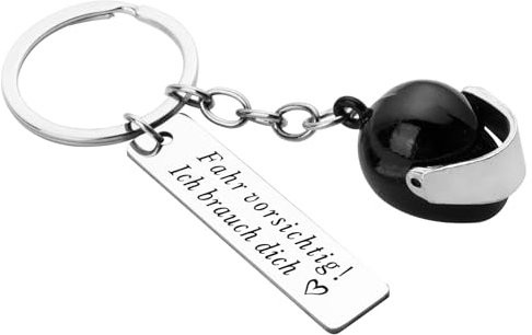 BOOMTOP Schlüsselanhänger Motorrad Auto Glücksbringer Fahr Vorsichtig Ich Brauch Dich Helm Anhänger Führerschein Bestanden Geschenk Drive Safe Schlüsselband für Fahranfänger Männer Frauen
