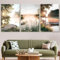 AQCQDQ 3er Poster Set Natur, Moderne Landschaft Bilder Grün Aesthetic Wandbilder, See Blume Sonnenuntergang Wohnzimmer Schlafzimmer Wandkunst, Ohne Rahmen Leinwand (21x30 cm)