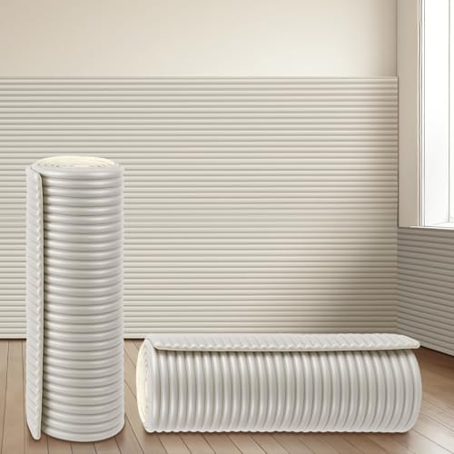 Fiwochic 15.8 x 78.7 Inch Wall Padding for Kids, Light Gray, 1 Roll | Anti Collision Wall Padding Padded Wall Panels 3D DIY Headboard for Autism Playroom Nursery Bedroom Living Room Corner Guards