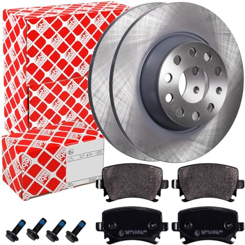 febi Bremsscheiben + Beläge hinten | 24382 + 16540 passend für Golf 5 6 Passat 3C A3