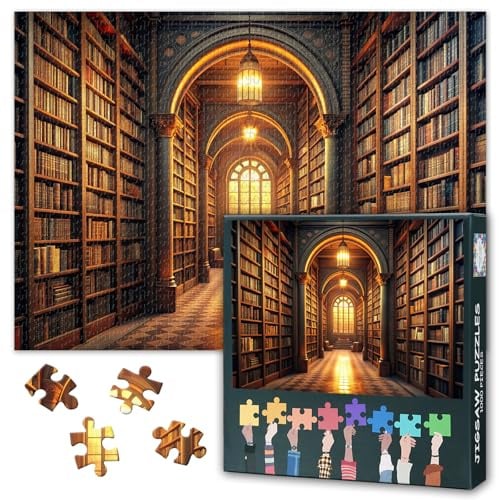 Puzzles für Erwachsene 1000 Teile – Vintage Bibliothek Puzzle (70 x 50 cm), Bücherregal Puzzle für Erwachsene, Familien Spiel für Männer und Frauen (Wohnkultur)