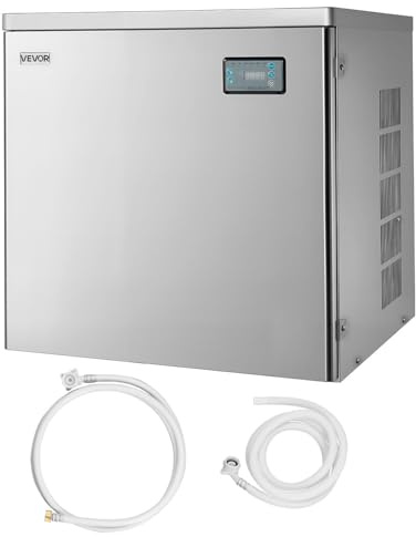 VEVOR Commercial Ice Maker Machine - Head, 450 Lbs/Day Stainless Steel Ice Machine with Scheduled Ice-Making, Self-Cleaning, Adjustable Thickness, Ideal for Restaurant Bar Cafe Hotel - Head Only