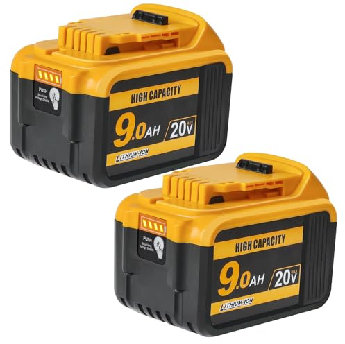 Waitley 2 Batteries 18 V 9 Ah compatibles avec DeWalt XR DCB200 | Batteries Li Ion pour DCB201 DCB203 DCB204 DCB206 DCB207 et outils électriques sans fil XR 18 V