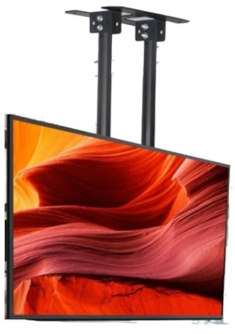 QICBYING 2-Pfosten-Einzelbildschirm-TV-Halterung - Neigbare LCD-TV-Deckenhalterung, Höhenverstellbare Wandhalterung Für 55–120 Zoll LED-Flachbildschirme, VESA Max. 900x600mm