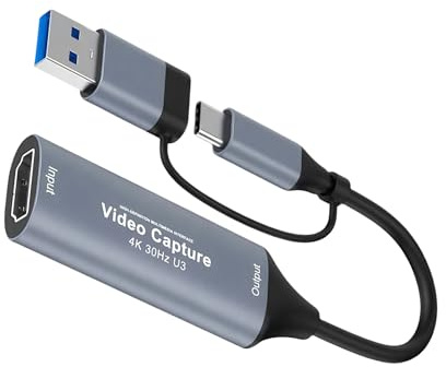 USB-3.0-Videoaufnahmekarte für Computer, Live-Streaming-Aufnahmegerät für Kamera, Handy, 1080P Game-Capture Adapter mit Audio-Unterstützung, 8/10/12-Bit Deep Color