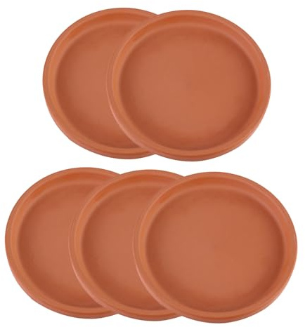Abaodam 5 Platillos de Cerámica para Macetas de Barro Bandejas Protectoras para Plantas, Ideales para Uso Interior y Exterior, Mantienen el Suelo Limpio y Seco