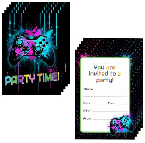 25Pcs Game-Themed Party Invitation Card, Funny Party Invitations Kids