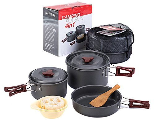 Naturehike 2-3 Personnes Batteries de Cuisine de Camping en Plein Air - Casseroles et Poêles pour Pique-Nique BBQ Randonnée Pédestre(Ensemble 2)