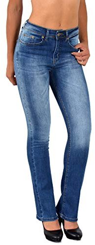 ESRA Schlaghose Damen 70er Weite Hose Damen Bootcut Jeans Damen bis Übergröße B700