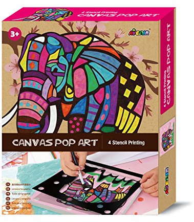 Avenir Bastelset, Canvas Pop Art Malset, DIY Malerei, Kreativset für Kinder, Motiv Elefant