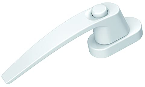 BASI | Fenstergriff | verriegelbar mit Druckknopf | in Aluminium Weiß | Hochwertige Optik | Dreh Kipp Funktion | moderner Fensterbeschlag | Kindersicherung