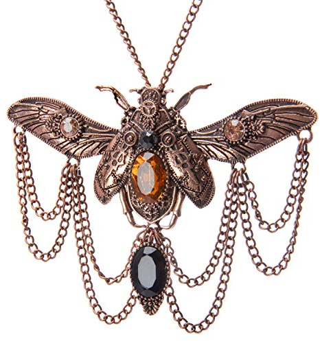 Ultra Skarabäus Style Steampunk Halsketten Classic Cyber Victorian Punk Herren Damen Schmuck Kette und Anhänger Kupfer Vintage Cosplay Zubehör Steam Halskette für Männer Frauen