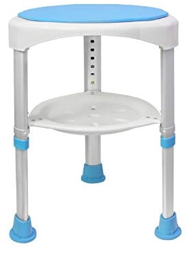 AUFUN Duschhocker Duschstuhl 45-57cm Höhenverstellbar und 360° Drehbar Badsitz Blau Duschhilfe Anti-Rutsch Badsitz aus Alu und Kunststoff für Alter, Schwangere