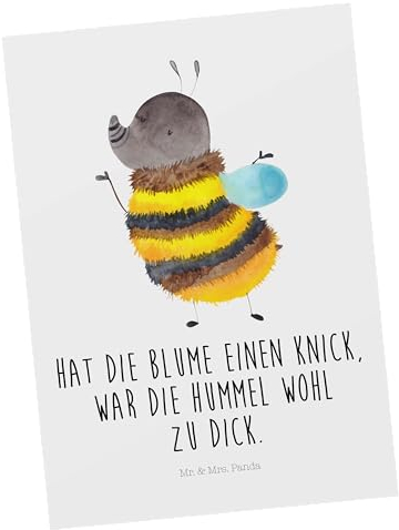 Mr. & Mrs. Panda Postkarte Hummel flauschig - Geschenk, Tiere, Ansichtskarten, Natur, Einladungskarte, Gute Laune, Tiermotive, Biene, lustige Sprüche
