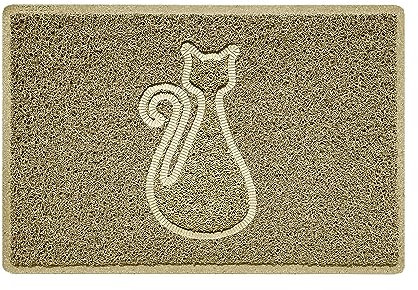Nicoman CAT Embossed Shape Door Mat Dirt-Trapper Jet-Washable Doormat-(Use Indoor or Sheltered Outdoor)- (60x40cm/23.6x15.7inches, Small) Beige