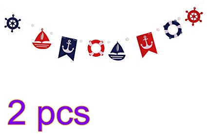 Amosfun Banner Anker Schiff Rettungsring Form Girlande Nautische Maritime Deko Hängen Deko für Geburtstag Hochzeit Party 2 Stück (Blau und Rot)