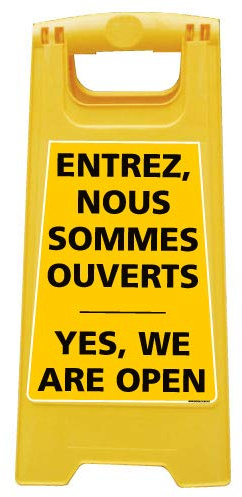 Signalétique.biz France - Chevalet de signalisation - Entrez, Nous Sommes Ouverts - Dimensions 600x300mm