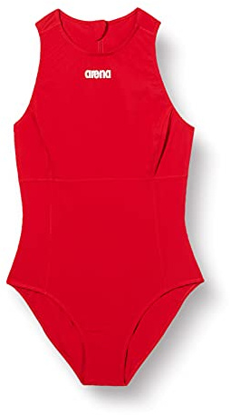 ARENA Women's Solid Water Polo One Piece Swimsuit, Red/White, Size 28