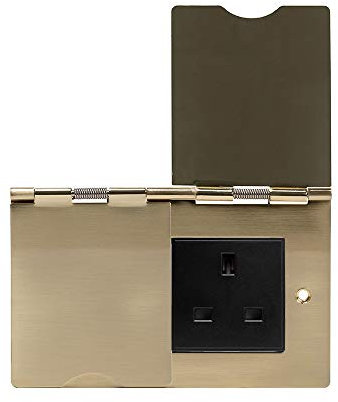 Soho Lighting Brushed Brass 13A 2 Gang Euromod Floor Socket Blk Ins