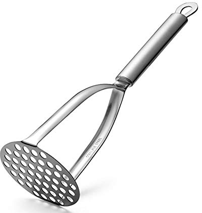 Schiacciapatate, schiacciapatate in acciaio inox 18-10, purè di patate, verdure e frutta. Gadget da cucina e da cucina.