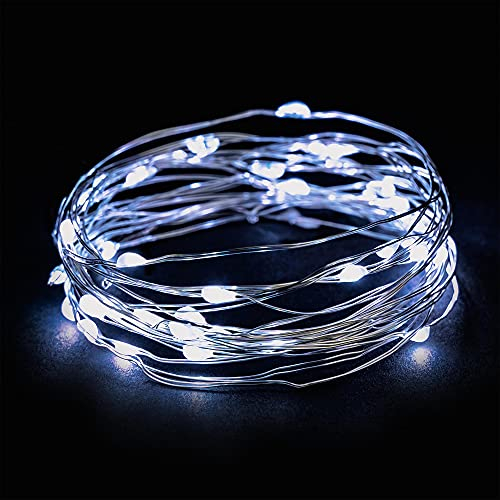EMOS Micro LED Lichterkette Kupferdraht 4m, 40 LEDs | LED Deko für Innen & Aussen, Wasserdicht IP44 | Lichterdraht 230V mit Timer-Funktion, Lichtfarbe kaltweiß