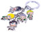 Multiculture Porte-clés avec 5 personnages Chibi Anime