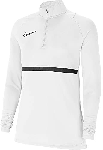 Nike Damen Women's Academy 21 Drill Top, White/Black/Black/Black, CV2653-100, XL
