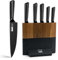 CFORM Kitchen Knife Set with Block, 6 PCS High Carbon Professional Stainless Steel Sets Chef, Bread, Slicer, Utility, Paring Non-Slip Frosted Handle, Block Knives