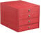 Rhodia 194582C - Schubladenbox mit 4 Laden, 24, 8x32, 7x22, 8 cm, aus Kunstleder, elegant und praktisch, 1 Stück, Korallenrot