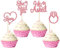 Gyufise 24 Stück Cupcake-Topper, He Asked She Said Yes, hellrosa Glitzer-Herz-Ring, Cupcake-Picks, Hochzeit, Verlobung, Brautparty, Party, Kuchendekoration, Zubehör