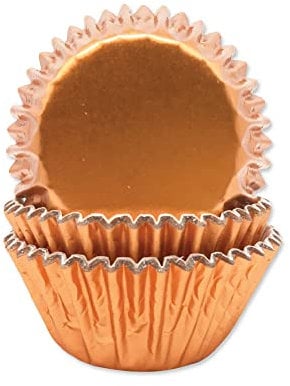 Anniversary House Rose Gold Foil Cupcake Cases for Baking, Baking Cups in Heavy Duty Greaseproof Paper, Metallic Rose Gold Copper Colour, Pack of 45, 3.2 x 5cm, J174