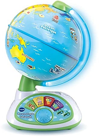 VTech - My Premier Globe Lumi Touch, interaktiver Bright Globe, terrestrischer Globus für Kinder, ohne Bildschirm - 3/6 Jahre alt - FR-Version