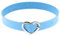 Flongo Tattoo Choker Leder Halsband Lederhalsband Damen Halskette mit Herz Anhänger Kette Blau Silber Gothic Punk Rock