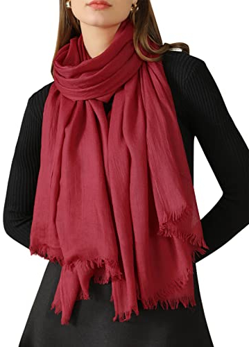 Tuopuda Damen Schal Stola Festlich Elegante Scarves Muslim Kopftuch Halstuch Hijab Umschlagstuch für Abendkleid Braut Hochzeit Sonnenschutz Frühling Sommer Herbst Winter Geschenk 195 x 95CM, Rot