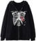 YINGKE Damen Sweatshirt Y2K Harajuku Stil Totenkopf Fashion Print Retro Drawstring Fashion Zip Hoodie mit Taschen(L,SchwarzesSkelett)