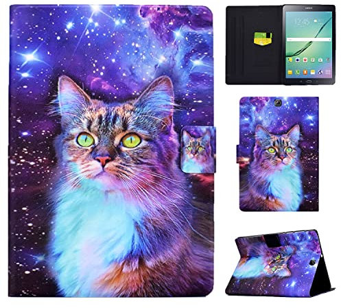Vaitasy Coque pour Samsung Galaxy Tab S2 9.7 Pouces 2015 (SM-T810/ SM-T815), Flip Book Étui avec Fente de Stylo Housse pour Galaxy Tab S2 9.7 - Starcat