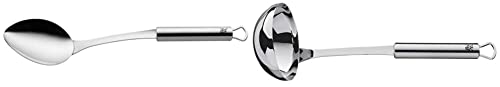 WMF Profi Plus Servierlöffel 32 cm, Vorlegebesteck, Cromargan Edelstahl teilmattiert, spülmaschinengeeignet & Profi Plus Suppenkelle 30 cm, Saucen-/ Schöpflöffel, Cromargan Edelstahl teilmattiert