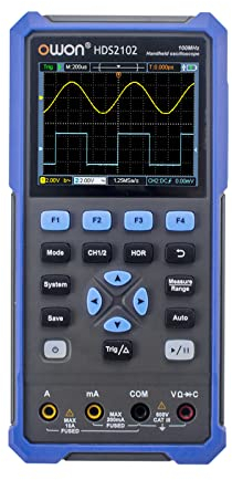 HDS2102 Tragbares digitales Oszilloskop-Multimeter 100 500 MSa/s Zweikanal-Oszilloskop True RMS 20000 Counts Multi Tester 3,5-Zoll-Farb-LCD Wiederaufladbare Typ-C-Schnittstelle