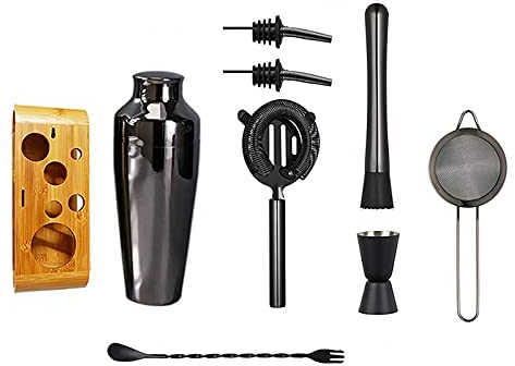 Shaker Cocktail Cocktail Shaker Set Cocktail Maketail Matte Black 11 pièces en Acier Inoxydable Cocktail Shaker Sharker Outil de Bar for mélanger Margarita, Manhattan Set à Cocktail (Color : Gunmetal