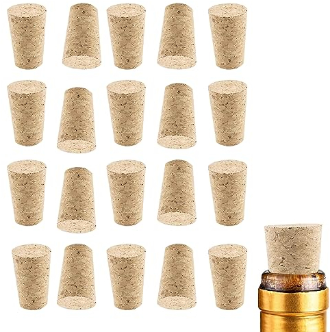 20pcs Tapered Cork Plugs, Natural Wine Stoppers for Craft, Leakproof Replacement for Beer and Liquor Bottles