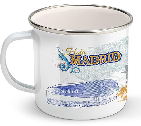 Taza del madrid personalizada con nombre, taza de metal de viaje estilo vintage con diseño exclusivo para fanaticos del Madrid