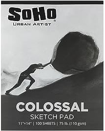 SoHo Urban Artist Colossal Skizzenblock, 28,9 x 35,6 cm, gebundenes Skizzenbuch für Künstler, trockene Medien, Graphit, Studenten und mehr, einzeln (100 Blatt)