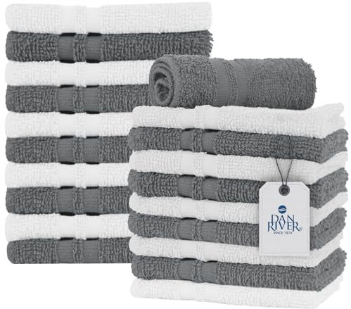 Dan River Waschlappen aus 100% Baumwolle, Premium-Qualität, für Gesicht und Körper, schnell trocknend, unverzichtbare Handtücher für Badezimmer, Hand, Küche und Reinigung, Babyteppiche, 27,9 x 27,9