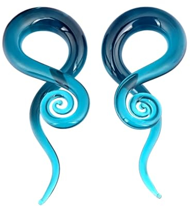 Longbeauty 1 Paar Glas Spirale Tapers Dehnschnecke Ohrdehner Ohrstecker Expander Ohr Piercing Schmuck, Stil B, Blau, 8MM