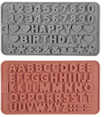 NyxSeat 2 moldes alfanuméricos, moldes de silicona, moldes de chocolate, moldes de chocolate de Navidad, decoración de repostería, moldes de silicona