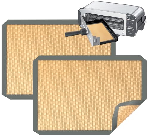Baderke 2 Pack Silicone Baking Mat for Ninja ST100 and ST101 Foodi 2-in-1 Flip Toaster 9.6 x 5.6 in Reusable Silicone Liners Non Slip Silicone Baking Mat for Baking Cookies Bread Oven(Gray)