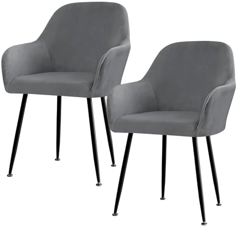 Betylifoy Stretch Stuhlbezug Stuhlhusse 4er Set, Elastischer Stuhlbezug Stuhlhussen mit Armlehne Abnehmbare Stuhlbezug Schwarz Schonbezug für Esszimmer Wohnzimmer Hochzeit, Partys Deko (Grau, 4pcs)