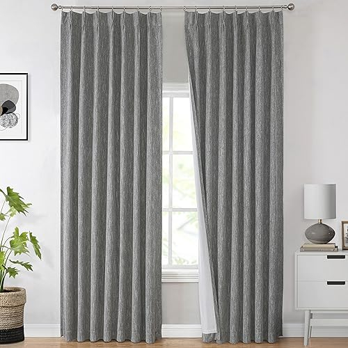 Vision Home Verdunkelungsvorhänge, Verdunkelungsvorhänge, Raumverdunkelung, Fenstervorhänge für Wohnzimmer, Schlafzimmer, wärmeisoliert, Plissee-Vorhänge mit Haken, 2 Paneele, 101,6 cm B x 250 cm,