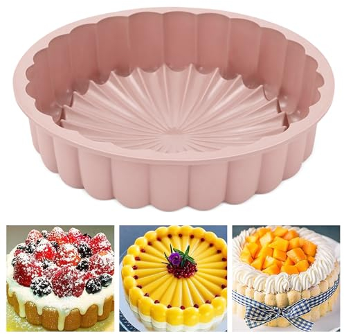 MeYuxg Silikonbackform, 1 Silikon Kuchenform, Backform 20 cm Rund, Silikon Backformen, Kuchenform Rund, Brotbackform, Obstbodenform, Backblech 20 x 6 cm, Rosa